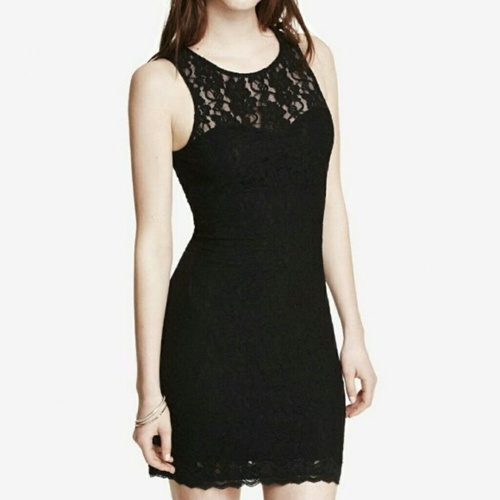 Express Black Lace Open Back Backless Cocktail Dr… - image 2